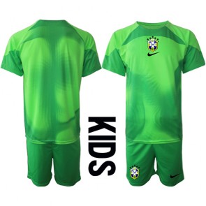 Brasilien Målmand Replika Babytøj Udebanesæt Børn VM 2022 Kortærmet (+ Korte bukser)